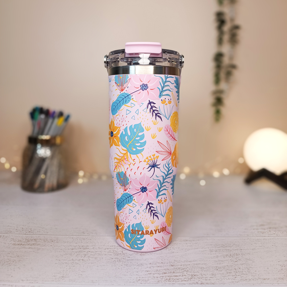 تراول ماگ دسته دار سطلی گل دار ۹۰۰ میلی لیتر سیتارایوری تراول ماگ دسته دار سطلی گل دار ۹۰۰ میلی لیتر سیتارایوری